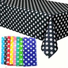 1 块桌布，圆点桌布一次性塑料防水野餐桌布，生日派对、感恩节、婚礼、烧烤、毕业典礼、野餐的桌布