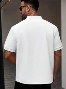 Manfinity Homme Plus Size Men's Casual Versatile Solid Color Polo Shirt, Summer