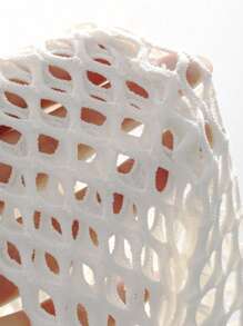 DAZY Hollow Out Drop Shoulder Crop Top Without Cami Top Festival Sheer Long Sleeve Women Tops - White - View 9