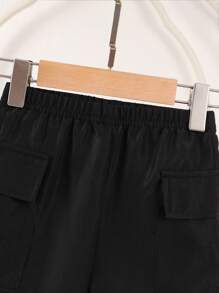 SHEIN 3pcs Baby/Toddler Boys Casual Cargo Vest Jacket + Short Sleeve T-Shirt + Cargo Shorts Outfit, Suitable For Summer Outdoor Activities Young Boys Clothing Sets Boys Outfit Sets Boy Clothes For Kids Baby Boys Sets - Black - View 6