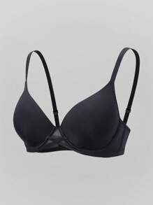 SHEIN 1 件光滑无缝钢圈加厚聚拢文胸 - 黑色 - 查看 6