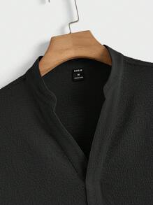 Manfinity BRENVOR Loose-Fit Men's Solid Color T-Shirt And Pants Set, Cozy Outfits - Black - View 8