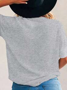 EMERY ROSE 大码女式信仰上帝改变一切字母印花T恤休闲运动时尚短袖上衣街头服饰励志服装图案T恤女式上衣