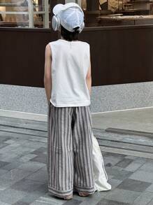 DAZY Tween Boy Solid Color Top + Striped Woven Pants 2 Pieces Outfit, Summer - White - View 6