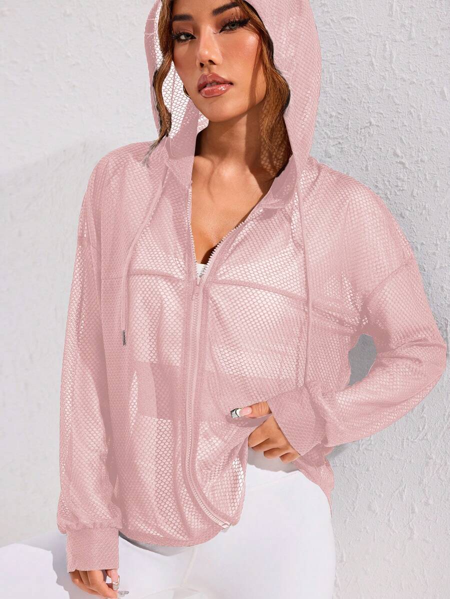 Dewbera Dewbera Chaqueta deportiva casual y sencilla de unicolor y transparente con capucha