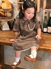Dazy Kids Baby Girls' Casual Cute Short Sleeve Top And Loose A-Line Skirt Set