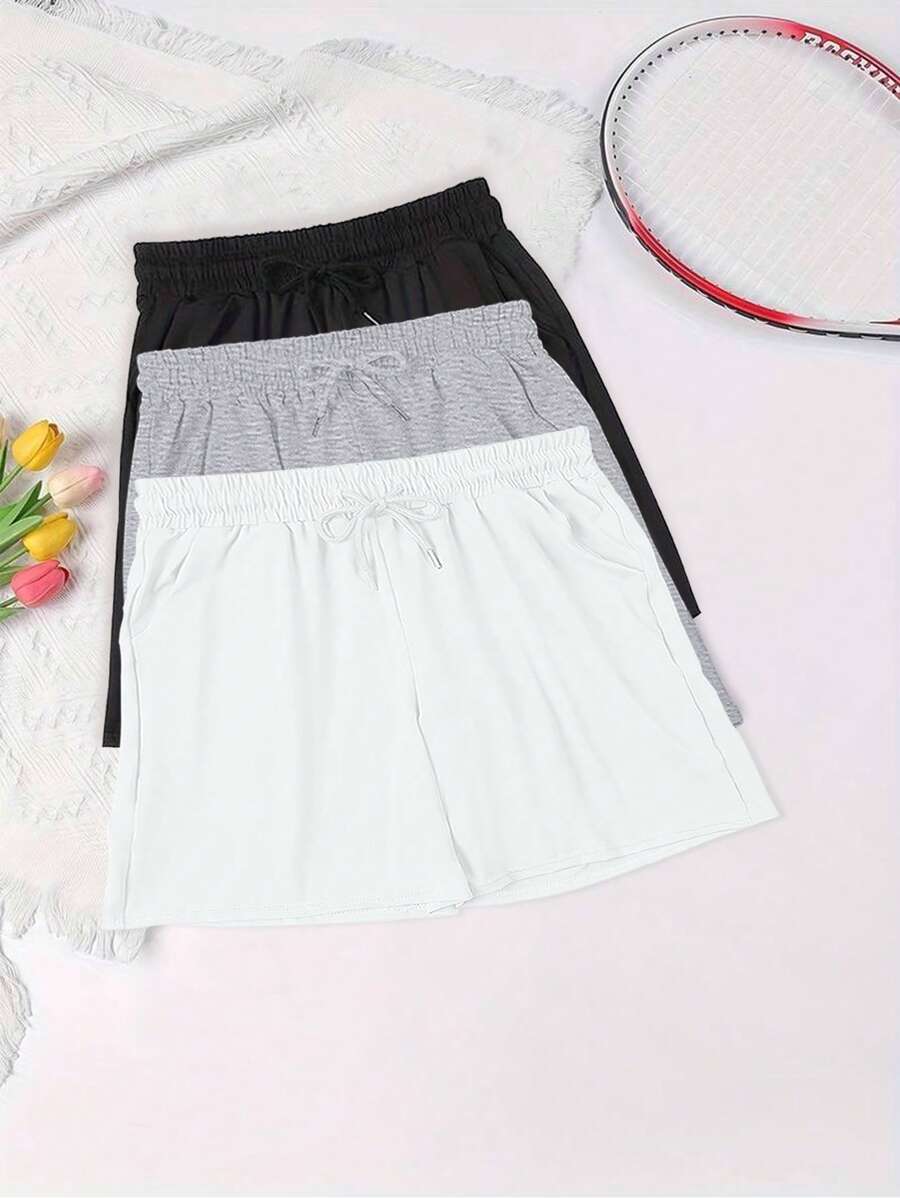 Women's Casual Solid Color Shorts For Summer, Versatile - Black - View 1
