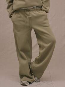 MUSERA Quần thể thao ống rộng cạp chun, thích hợp đi nghỉ mát, sân bay, dự lễ tốt nghiệp, làm giáo viên, phù hợp cho nữ sinh, mùa thu năm học mới. - Xám - Xem 2