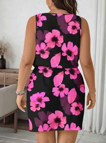 SHEIN LUNE Vestido camisero casual minimalista y romántico con estampado de florecitas pequeñas para tallas grandes, de verano - Multicolor - Ver 2