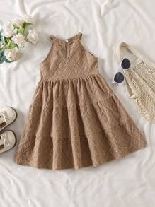 SHEIN Vintaside Kids Young Girl Casual Batik Print Ruffle Hem Halter Dress, Summer Girls Brown Dress Little Girls Khaki Dress Girls Beige Summer Dress Girls Sleeveless Aline Dress Girls Casual Dress Kids Brown Dress Little Girl Tan Dress Girls Sleeveless Summer Dress Girls Casual Aline Dress Little Girl Brown Dress Girls Sleeveless Casual Dress