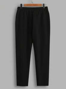 Manfinity VCAY 2 pezzi di maglietta a maniche corte con stampa di lettere a collo tondo a maglia e vestibilità regolare per uomo, pantaloni casual dritti o joggers con vita media adatti all'uso quotidiano, primavera ed estate