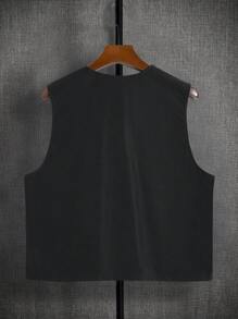 SHEIN Teen Boys Casual College 3D Pockets Cargo Vest, Soft Material, Versatile, Suitable For School, Travel, Outdoor Sports, All Seasons