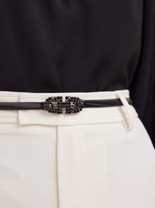 MOTF PREMIUM RHINESTONE DECORATION THIN BELT - Black - View 1