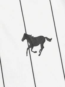 Manfinity VCAY Men Horse Print Striped Top & Pants Set Summer Outfit