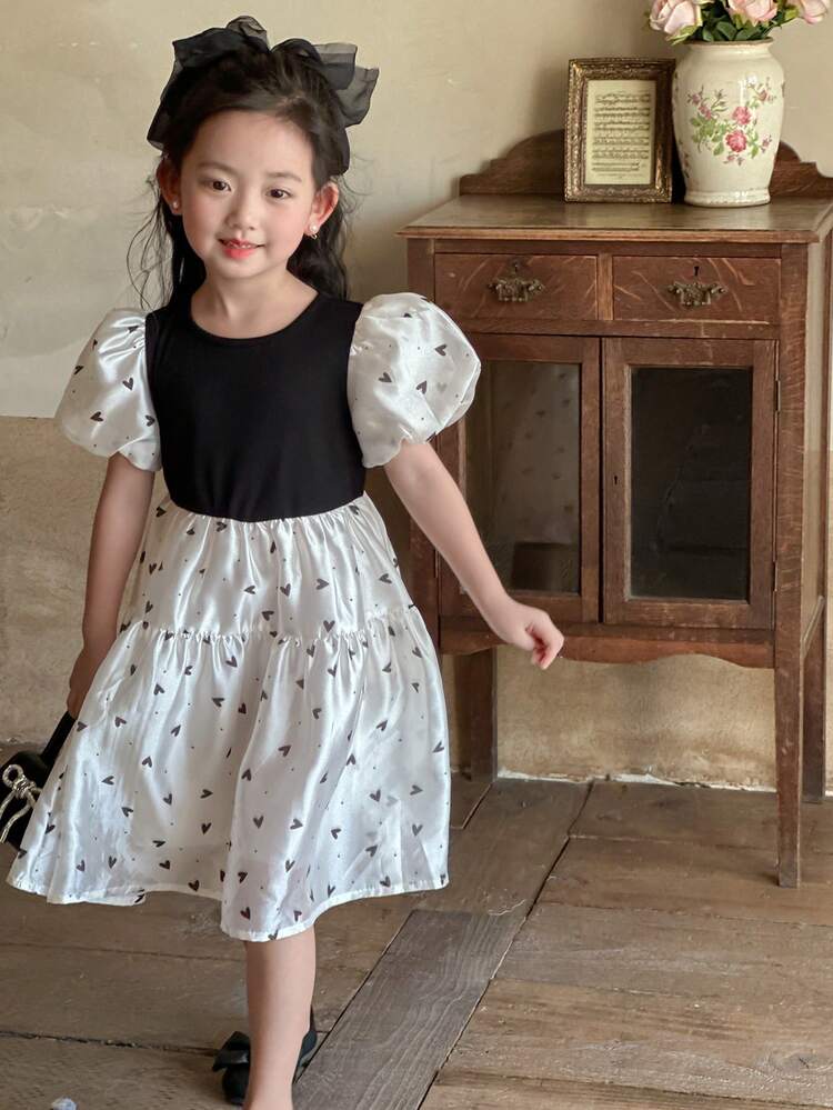 Young Girls Square Neck Mesh Splice Midi Party Birthday Dress, Summer