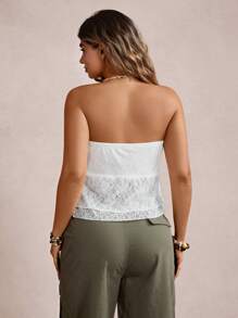 SHEIN VCAY Damen Große Größen asymmetrisches Spitzen-Bandeau-Top