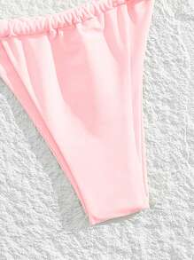 Swim Mod 2pcs/Set Summer New High Waist Sexy Backless Halter Tie Up Women's Swimsuit Set - Pink - View 4