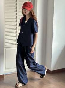 Dazy Kids Youth Girls Loose Casual Denim 2 Pieces Set