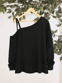 SHEIN Essnce 休闲简约黑色字母印花大码女式无袖背心，适合春、夏、秋季