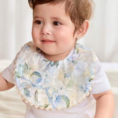 Cozy Pixies 3pcs/Set Ditsy Floral Bib Suit, Newborn Bibs, Suitable For Newborn Gifts And Mealtimes