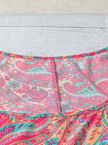 SHEIN LUNE 大码彩色印花短袖女式沙滩装，适合夏季度假、商务休闲外出，也可作为女士生日或七月四日生日礼物。 - 彩色 - 查看 5