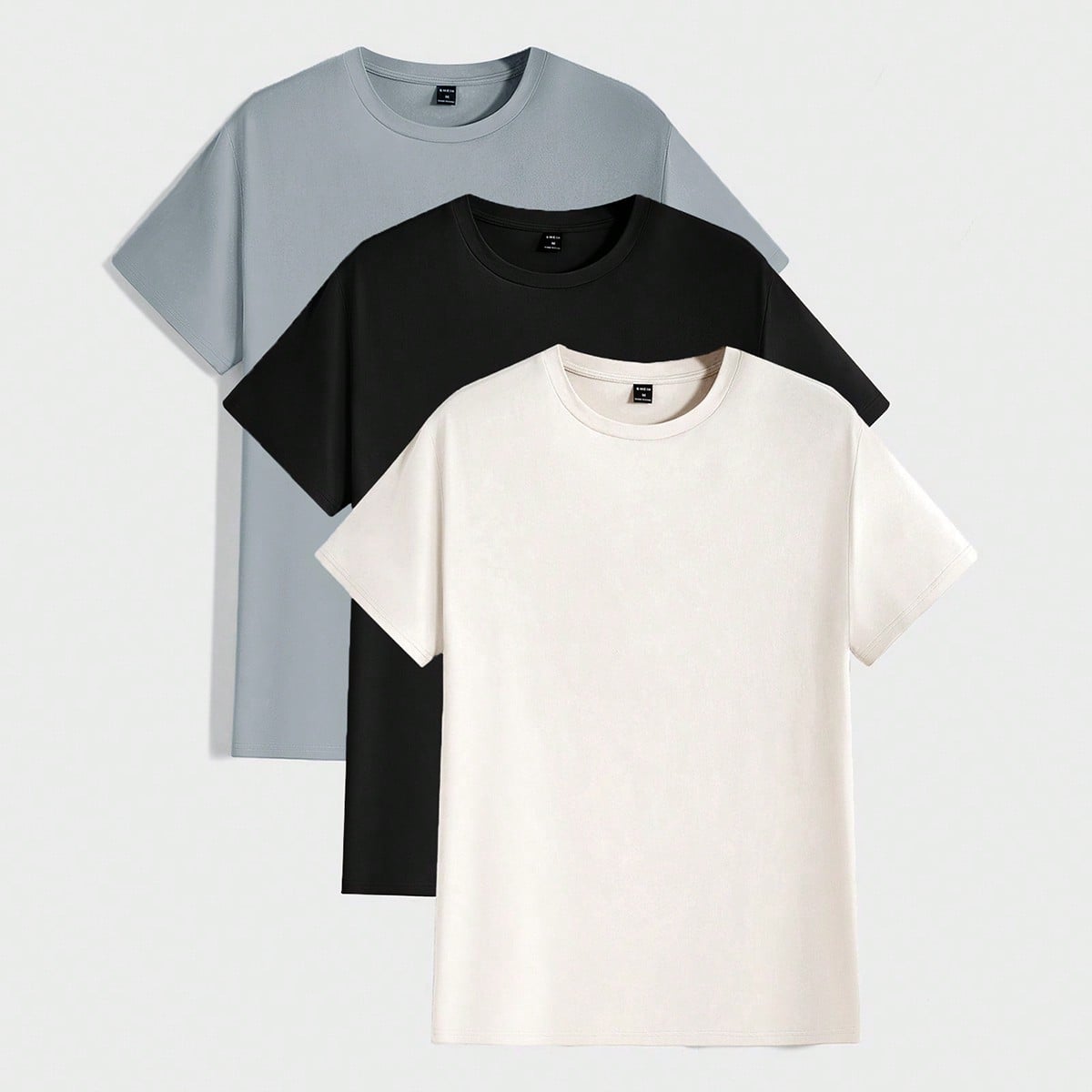 Paquete de 3 piezas Camiseta de manga corta casual de punto para hombres, para salir, para amigos, vacaciones, regalos del Día del Padre