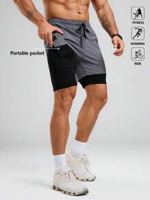 Acti Log Men's Drawstring Waist Pocket Casual Gym Workout Shorts - Multicolor - View 1