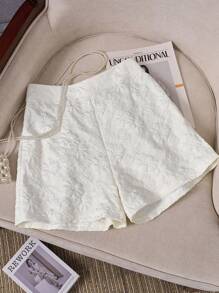 Regalyn Plus Size New Elegant Jacquard Solid Color Casual Summer Versatile Shorts