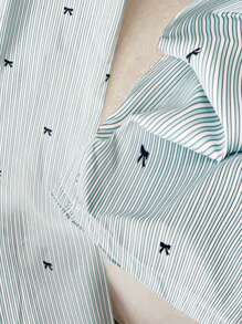 Elenzga Pantalones anchos de mujer casuales y sueltos con lazo, rayas y encaje en la cintura