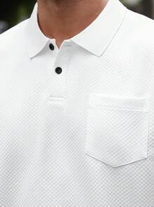 Manfinity Homme Plus Size Men's Casual Versatile Solid Color Polo Shirt, Summer