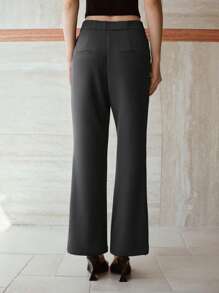 MOTF PREMIUM SLANT POCKET FLARE LEG PANTS - Dark Grey - View 2