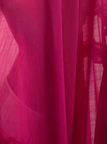 Aveloria Rosie 优雅法式风情V领拼接荷叶边开襟束腰长袖连衣裙，女士款 - 奢华度假及约会之夜秋季佳品 - 玫紅色 - 查看 7