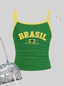 SHEIN Tween Girl's Fitted Casual Sports Camisole Basic Set - White - View 3