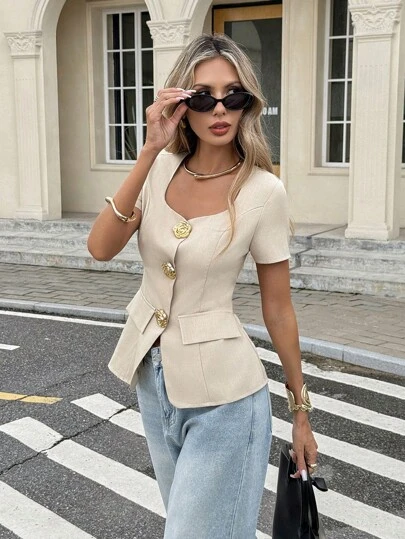 Serisse Camisa de mujer sólida de uso versátil y casual