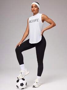 SHEIN Sport Studio Locker sitzende weit geschnittene weiße Damen Sport Racerback Tank Top für Laufen und Training
