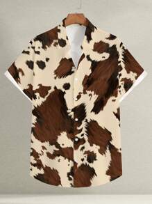 Manfinity LEGND Herren lässiges Western-Stil Kurzarmhemd mit Knöpfen, Sommer