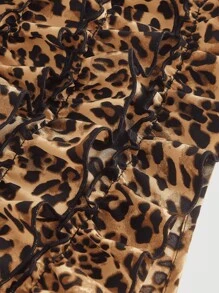 SHEIN MOD Conjunto de 2 piezas para mujer con top cropped sin tirantes + falda con estampado de leopardo en capas, atuendo para festival de verano