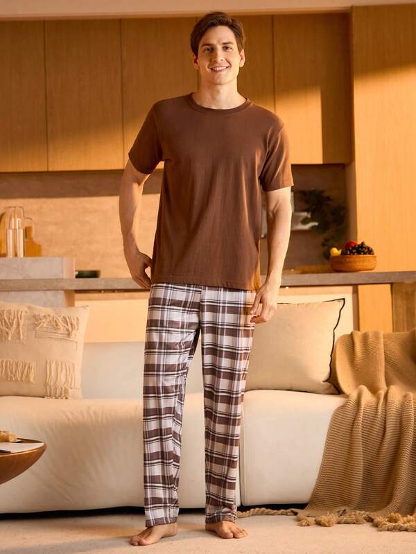 Manfinity Underwear&Sleepwear Basics Casual Loose Plaid Comfortable Men's Loungewear Pants
