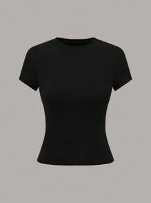 GlowEve Women Summer Casual Versatile Solid Color Short Sleeve T-Shirt