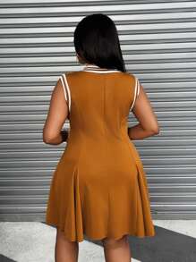 Maweii 大码女式性感深V领无袖飘逸荷叶边连衣裙