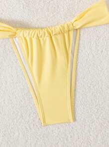 Swim Vcay Costume da bagno a due pezzi estivo da donna, aderente ed elegante, di colore giallo per vacanza