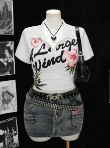 Sunspun Camiseta de manga corta con estampado tropical para mujer talla grande, estilo retro vintage con gráfico americano, blusas casuales para salir, vacaciones en la playa - Multicolor - Ver 1