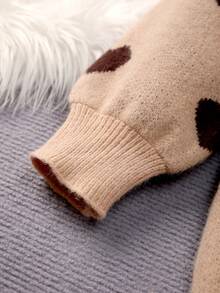 Firerie Kids Firerie Kids 女大童愛心圖案小高領燈籠袖毛衣洋裝不附腰帶 - 駝色 - 查看 5