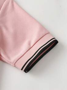 SHEIN 男童休闲条纹短袖 Polo 衫，开学季 - 藕粉色 - 查看 6