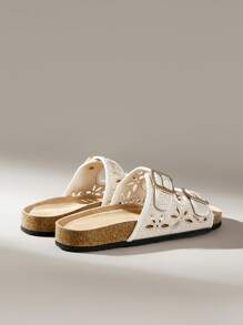 Solecia Giày sandal nữ có khóa điều chỉnh để mang hằng ngày - Màu be - Xem 4