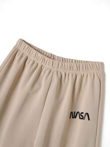 SHEIN 两件套休闲日常青少年男童字母印花圆领宽松卫衣和宽松运动裤针织两件套，秋冬款 - 彩色 - 查看 5