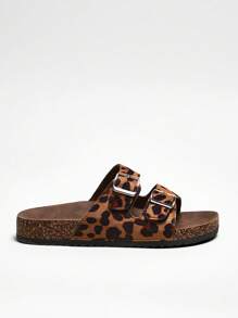 SHUZIA Women Shoes Double Buckle Cork Footbed Slide Sandals Women White Pu Fashion Flat Sandals - Multicolor - View 6