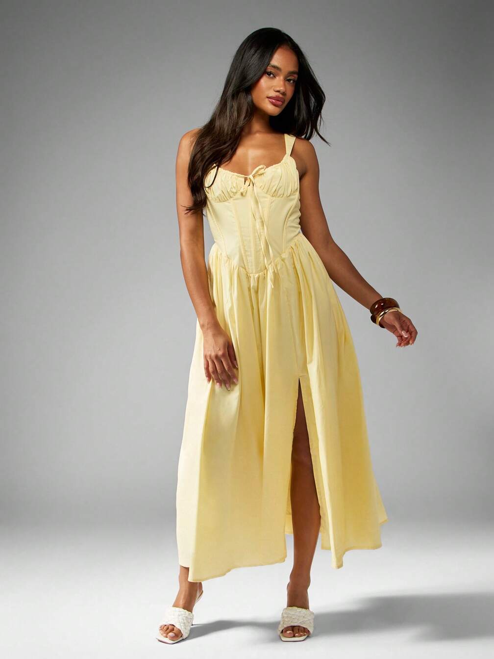 missguided yellow pleated maxi dress MISSGUIDED Pleated Georgette Maxi Halter Dress Christmas,L
