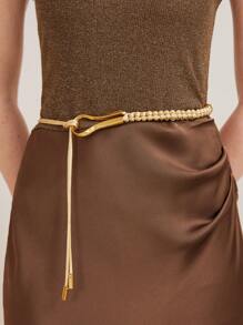 MOTF PREMIUM U-SHAPED BUCKLE KNOTTED WAIST BELT