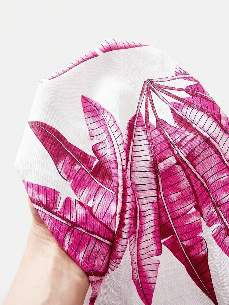 SHEIN Maija Pink Leaf Print Lace-Up Hollow Out Long Casual Vacation Dress, Comfortable Beach Holiday Versatile & Slimming,Vacay Outfits Women